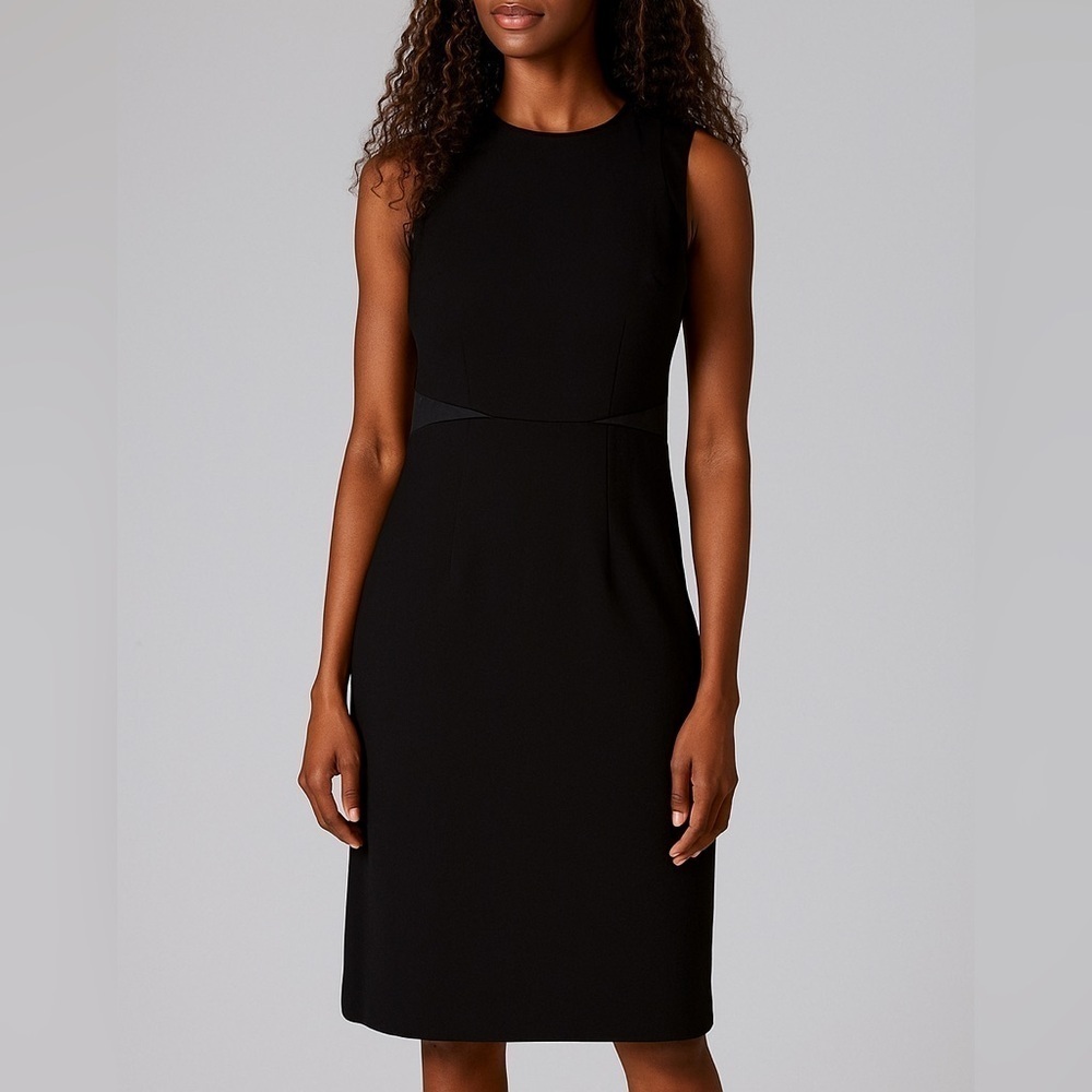Harve Benard Simple Classic Sleeveless Black Longline Knee Length Dress Size 12